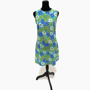 Pariscope vintage teal floral shift dress